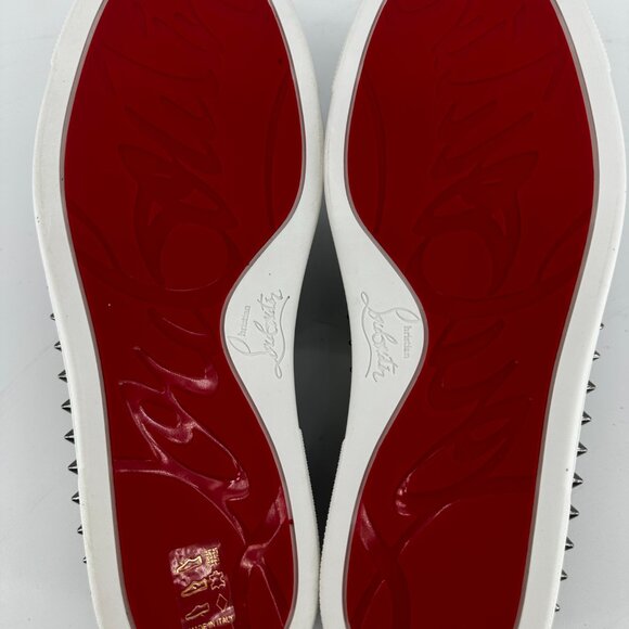 Louboutin Black GLITTER Slip On's with Silver Studs - Size 39 - Picture 10 of 10